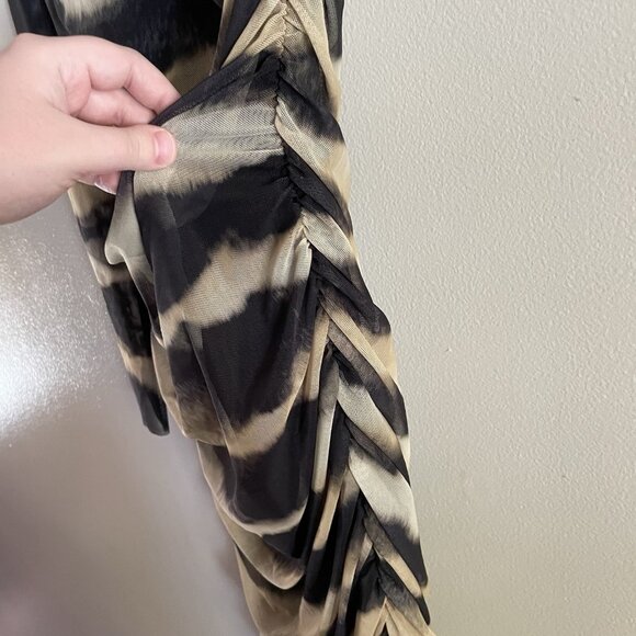 Zara Women M Tie Dye Mesh Tulle Ruched One Shoulder Bodycon Midi Dress NWT - Picture 7 of 16